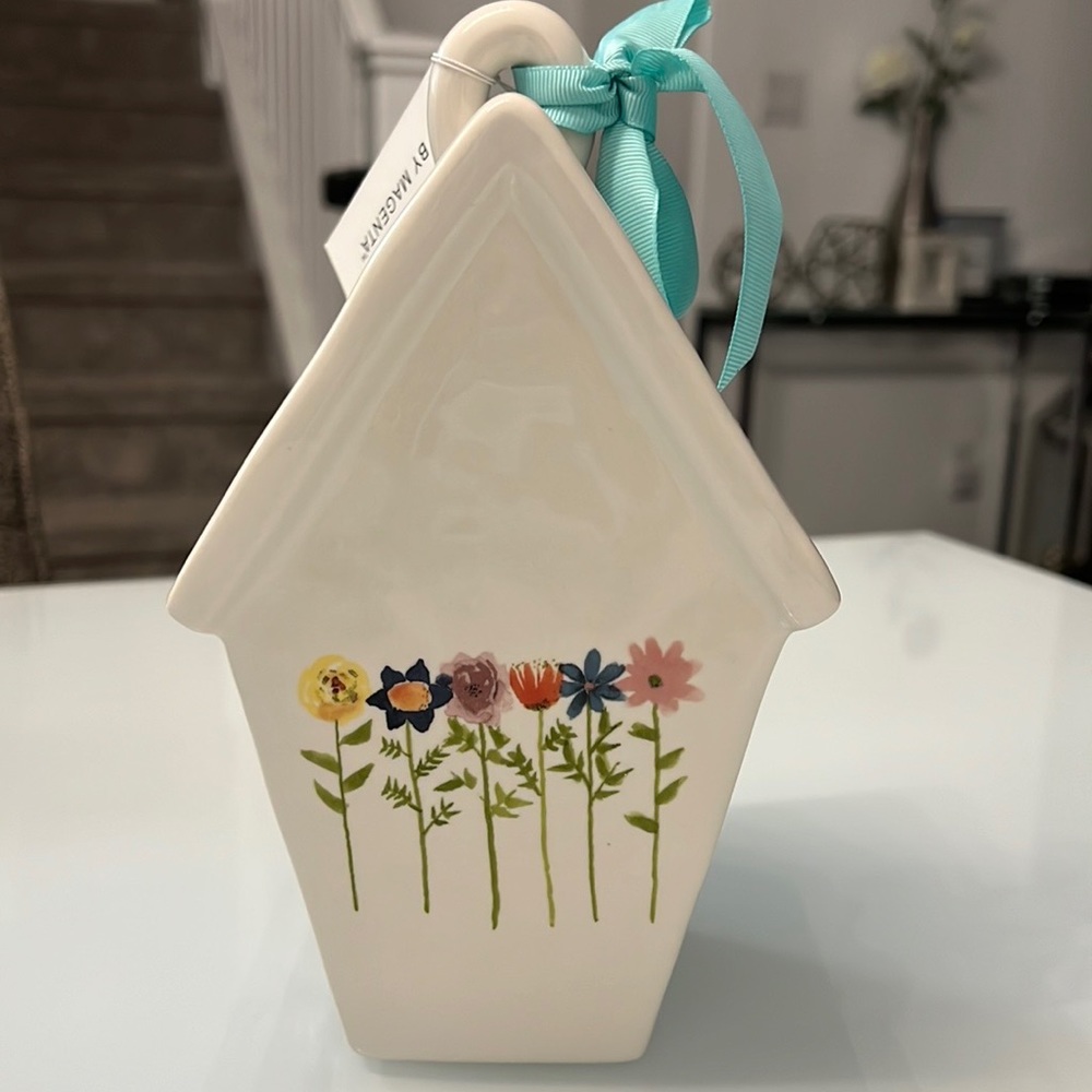 Rae Dunn HOME Bird House with Flowers